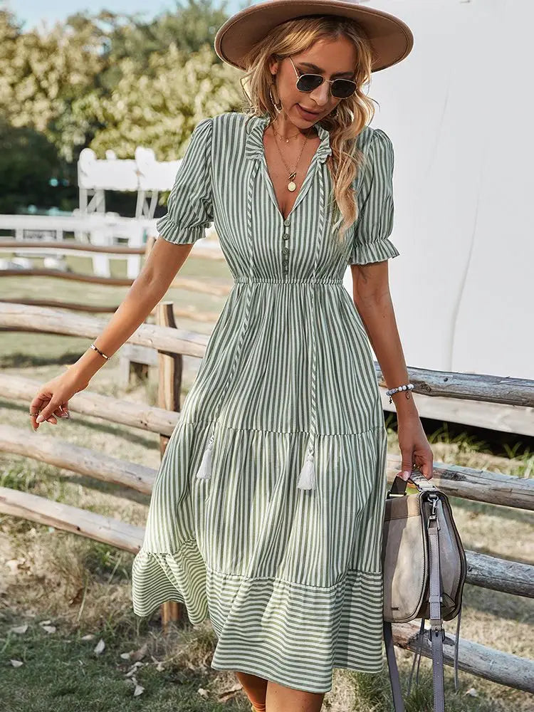 BreezeStripe Summer Dress