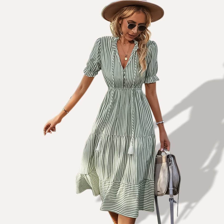 BreezeStripe Summer Dress