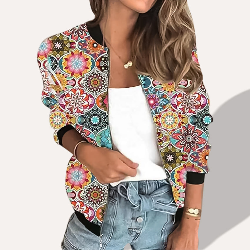 Josie | Botanical Print Bomber Jacket