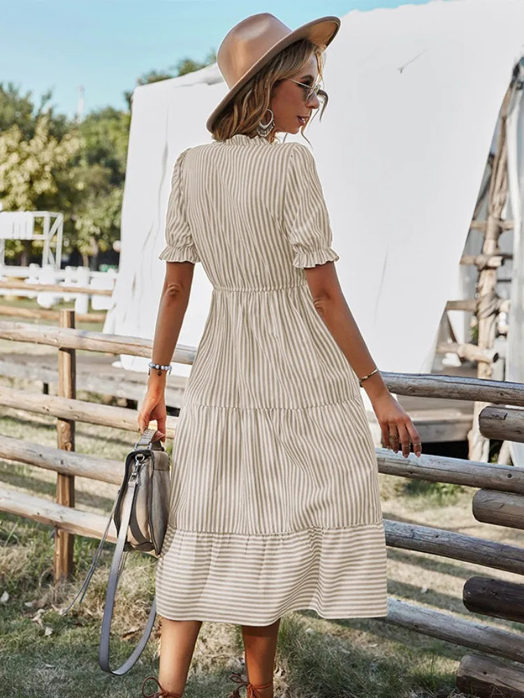 BreezeStripe Summer Dress